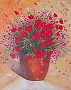 Красные гвоздики, Испания, 2016 г. масло, холст  на подрамнике 55х35х2